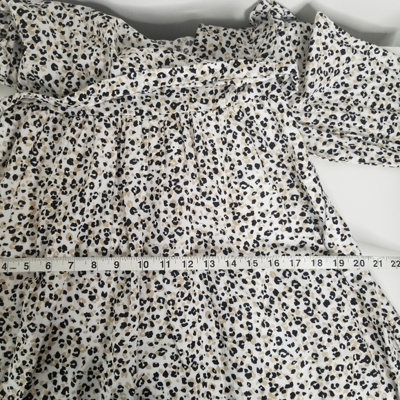 J. Crew Lightweight Cotton Puff Long Sleeve Cheetah Print Dress XS Ruffles - Picture 10 of 16